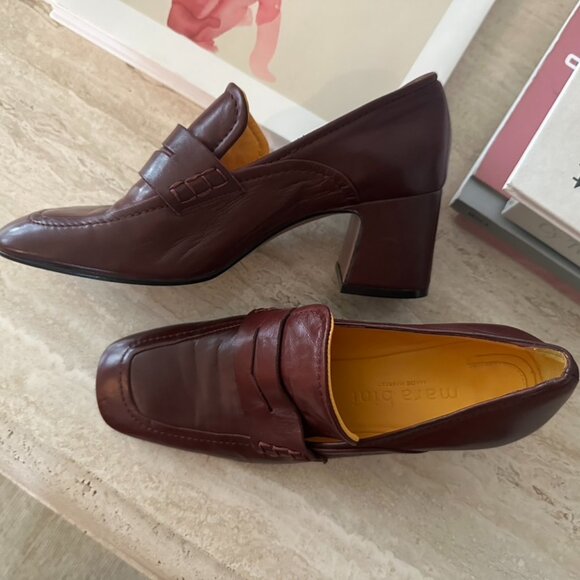 Mara Bini Leather Heeled Loafers - Picture 1 of 11